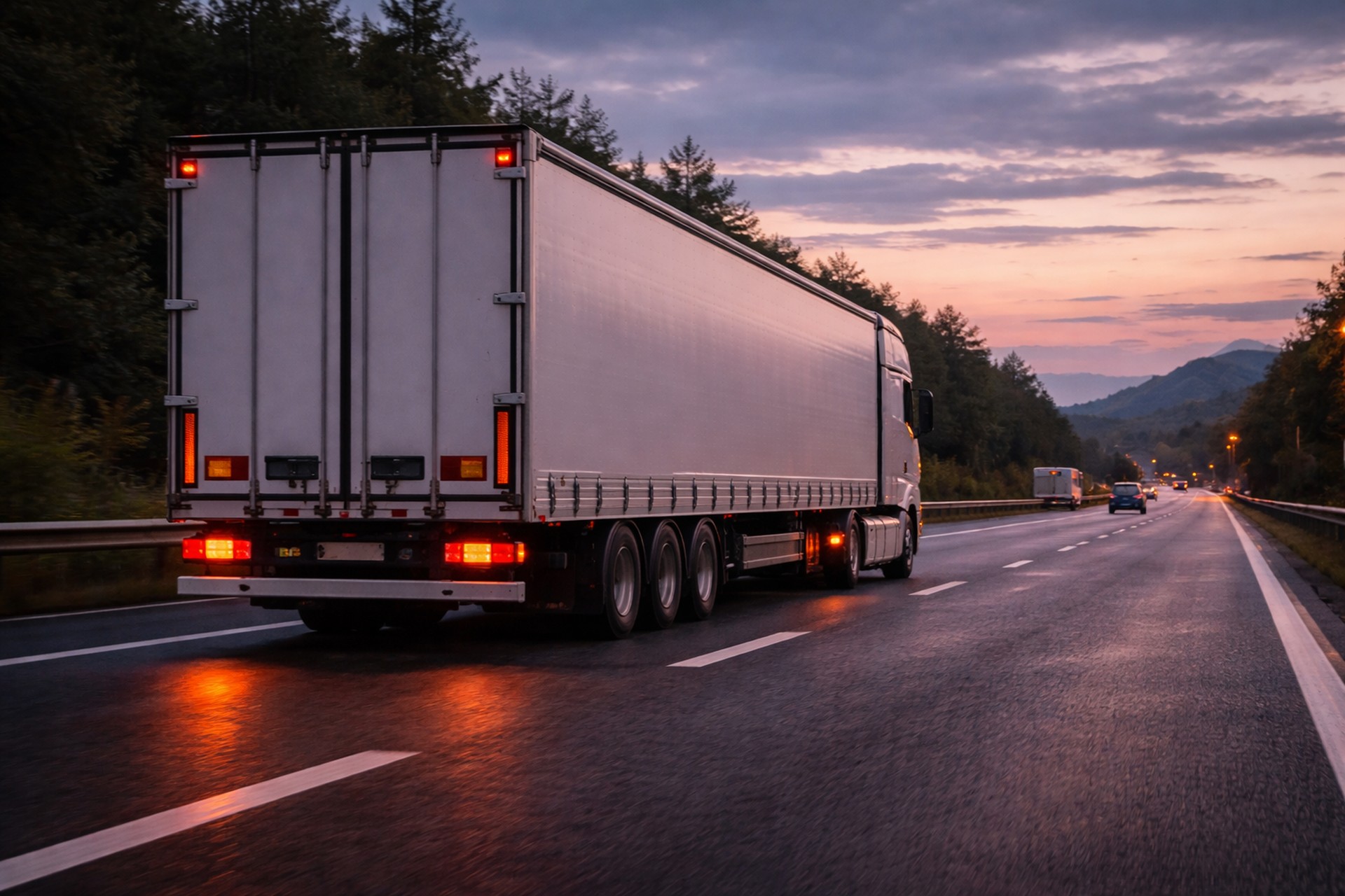 LKW bei Abend- oder Nachtfahrt