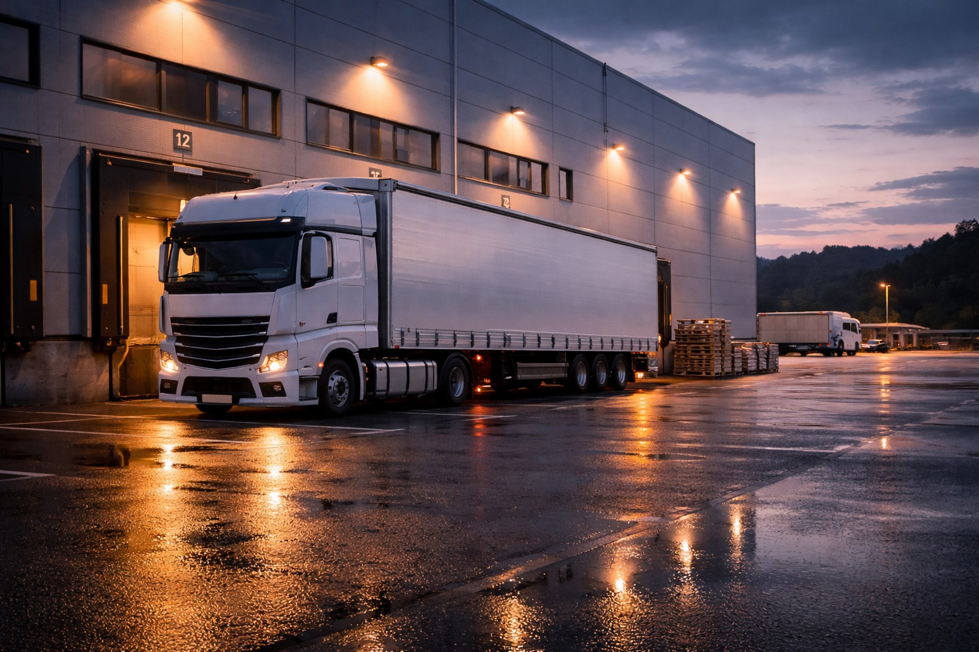 Professioneller Ersatzkraftfahrer vor LKW
