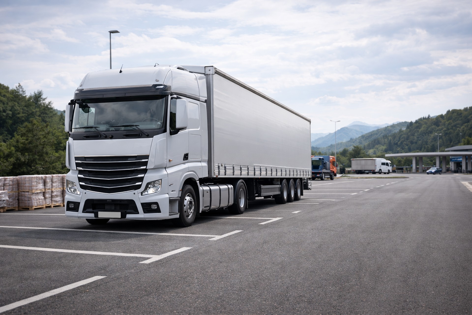 LKW steht am Rastplatz